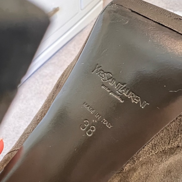 YSL smoke grey suede platform ankle booties - Picture 4 of 7